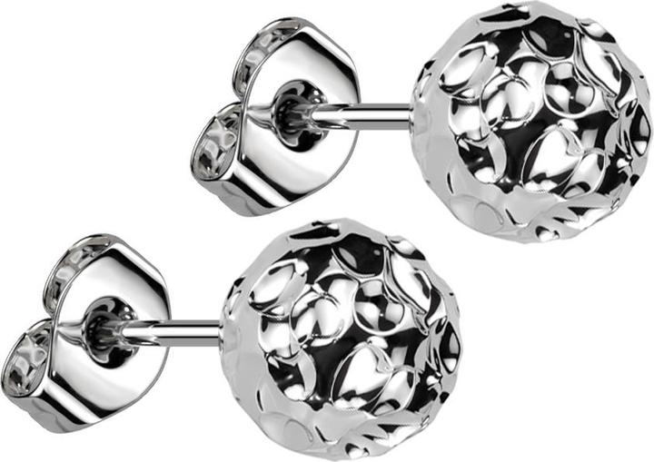 Star Piercing Ohrstecker silber mit Kugel Hammerschlag (Chirurgenstahl 316L)