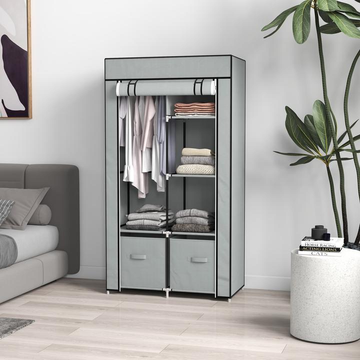 Image du produit Homcom Penderie en tissu avec portes zippées (83 x 42.5 x 162.5 cm)