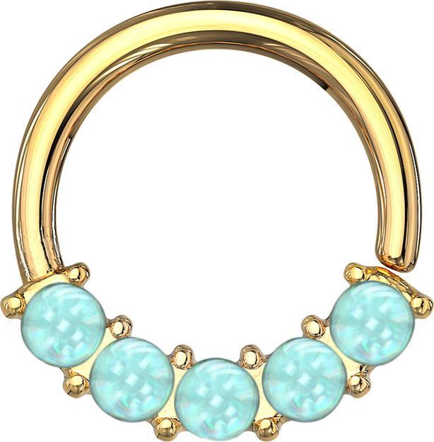 Immagine prodotto Star Piercing Anello Micro Piercing placcato oro con cinque pietre epossidiche blu (Acciaio chirurgico 316L, senza ottone)