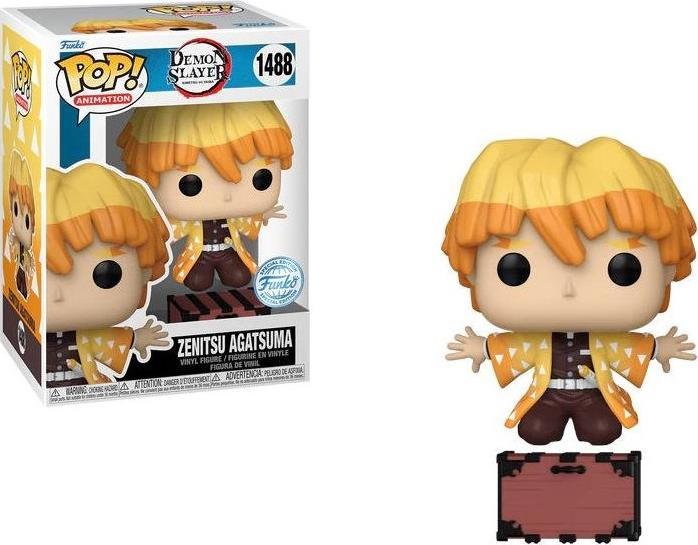 Actual product image Funko POP! Demon Slayer Zenitsu Agatsuma (Protecting Nezuko's Box) Exclusive