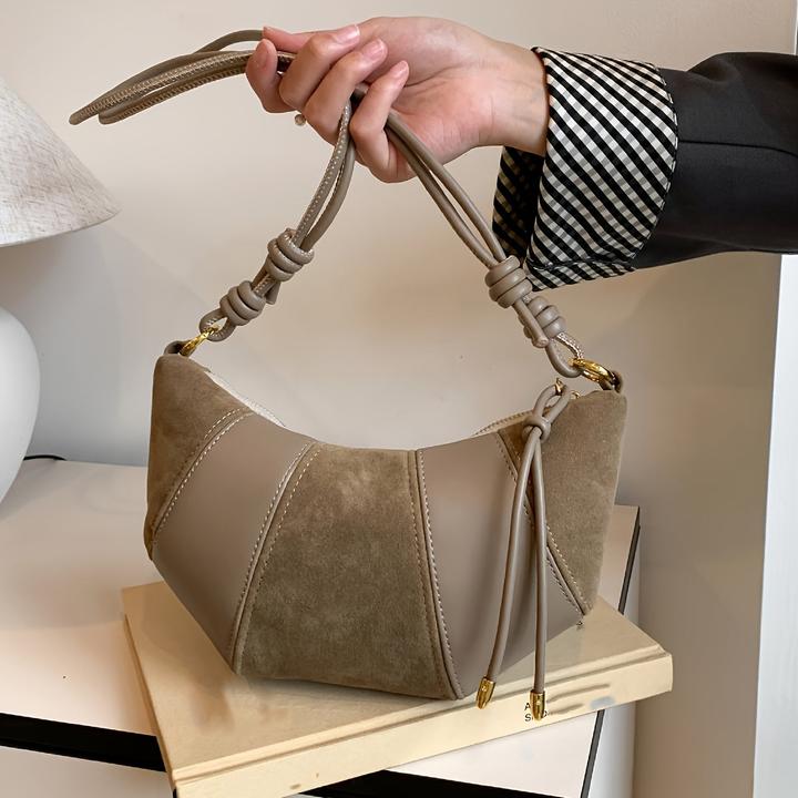 Actual product image Only-Bags.Store Mode Umhängetasche, Wildlederimitat &, einfarbig, Reissverschluss, Innenfutter aus Stoff, bemalter