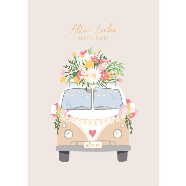 Hochzeitskarte Bus - Alles Liebe zur Hochzeit - Maxi Card A4 (1 Stk.)