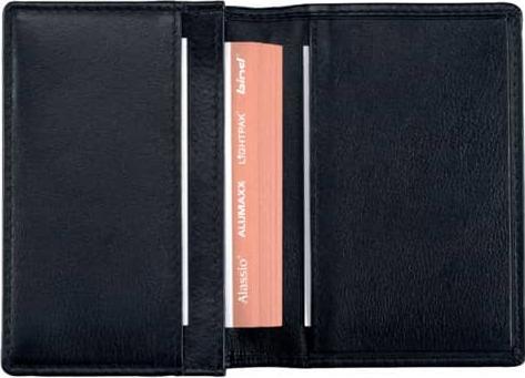 Immagine prodotto Custodia per biglietti da visita, in pelle, nera con 3 tasche per un totale di circa 30 biglietti