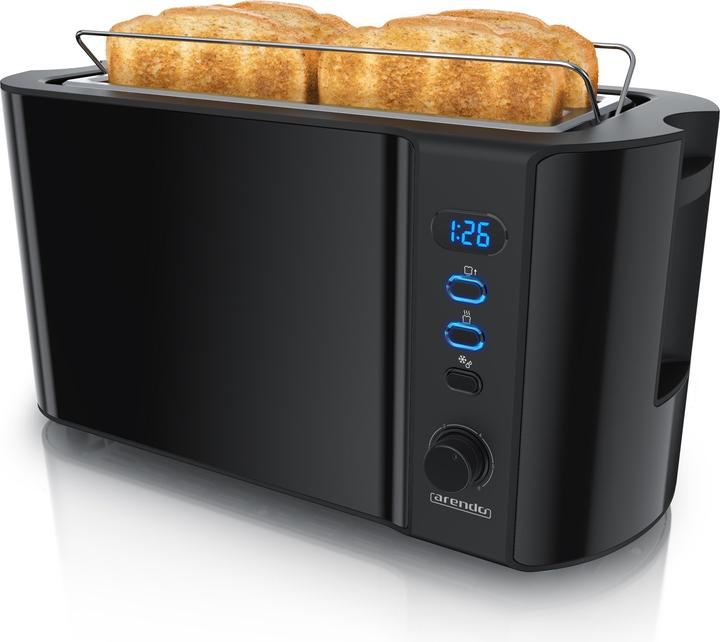 Actual product image Arendo Toaster Langschlitz Edelstahl 4 Scheiben, Brötchenaufsatz, Display mit Restzeitanzeige, Doppelwand