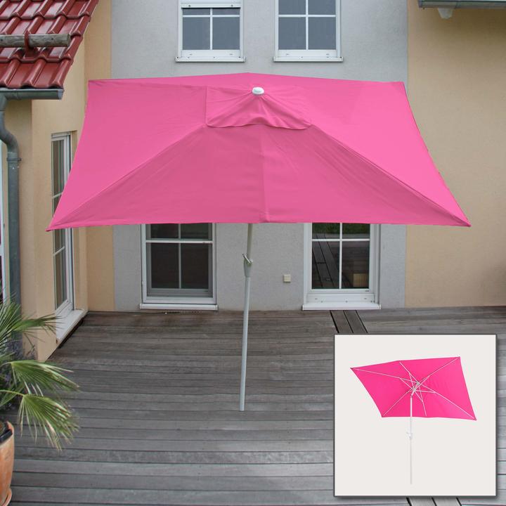 Produktbild Mendler Sonnenschirm, Gartenschirm, 2x3m rechteckig neigbar, Polyester/Alu 4,5kg - pink (1.92 m)