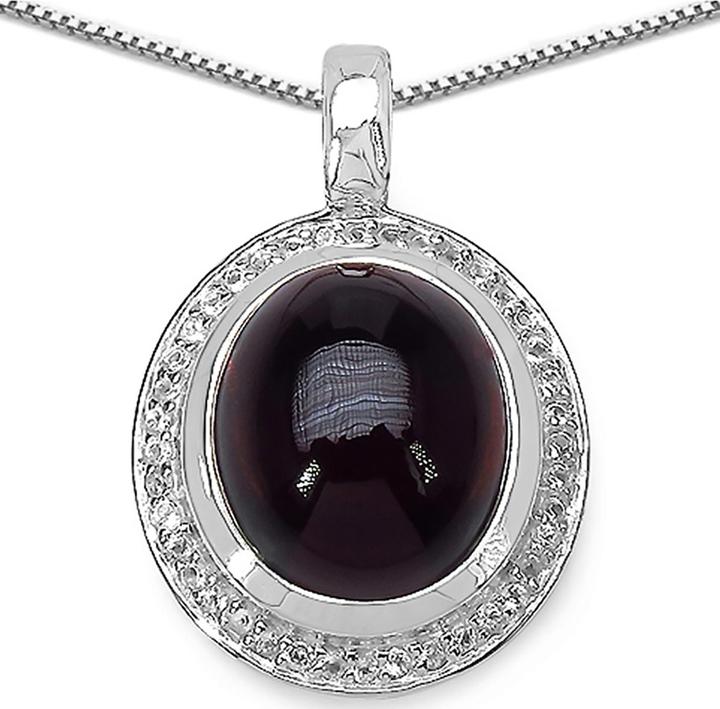 Xen Anhänger mit Kette Granat Cabochon 45 cm 925 Silber (925 Sterling Silber, 45 cm)