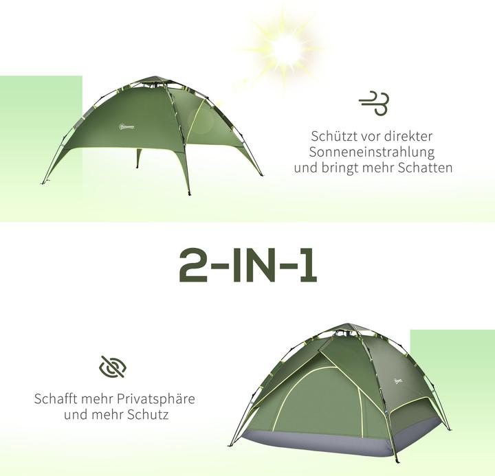 Produktbild Outsunny Doppelzelt Campingzelt (Kuppelzelt, 3.80 kg, 3 Personen)