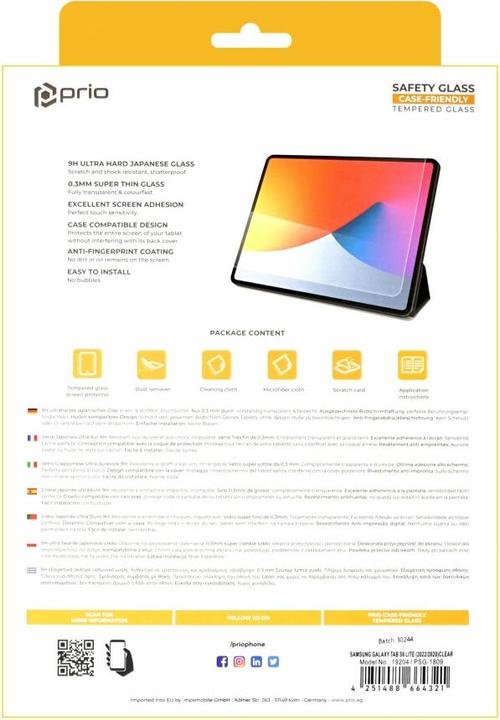 Actual product image prio Protective glass film for Samsung Tab S6 Lite (2022/2020) clear (1 Piece, Galaxy Tab S6, Galaxy Tab S6 Lite (2022))