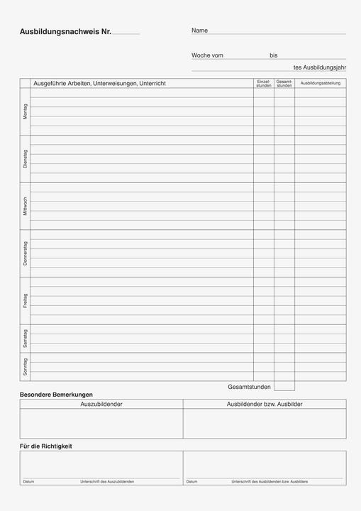 Produktbild Berichtsheft Ausbildungsnachweis täglich DIN A4 80g/m² 28 Bl. (28 x)
