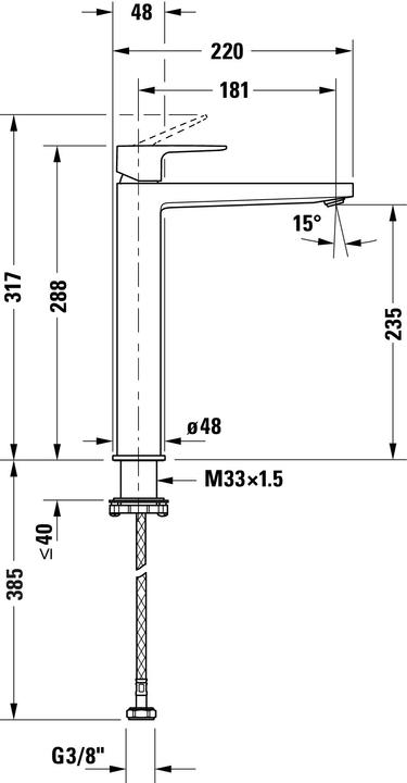 Nährwerte und Zutaten Duravit Manhattan Einhebel-Waschtischmischer, Ausladung 181 mm, ohne Ablaufgarnitur, MH1040002
