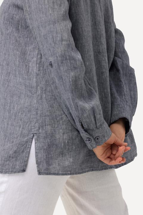 Produktbild Ulla Popken Bluse, Leinen, offener Kragen, Langarm (62)