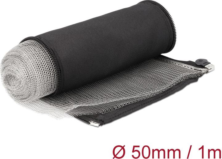 Actual product image Delock EMC braided shielding sleeving with zipper heat resistant 1 m x 50 mm black (Cable conduit, 100 cm)