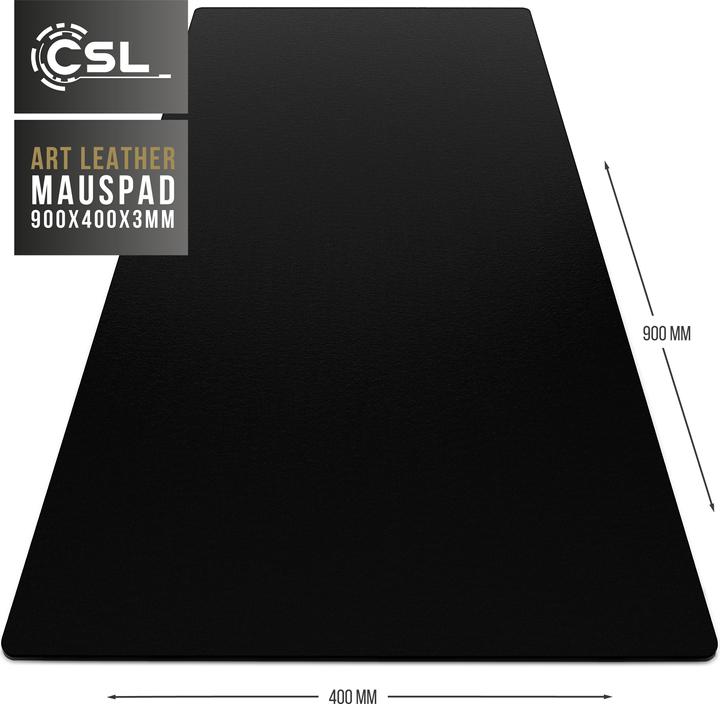 Actual product image CSL Mouse pad, mouse mat XXL, elegant leather look, desk pad 900 x 400 mm, black (XXL)