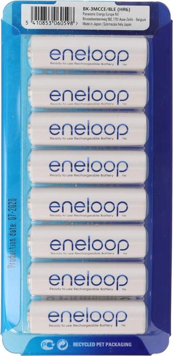 Actual product image Panasonic Rechargeable battery Mignon/AA HR-3UTGA, pack of 8 + battery box (8 pcs., AA, 1900 mAh)