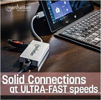 Immagine prodotto Manhattan 3-Port USB 3.0 Hub mit Gigabit Ethernet Adapter (USB-A, 4 Porti)