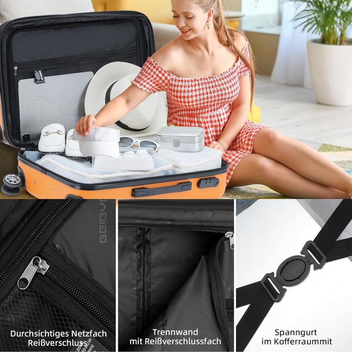 Immagine prodotto Beibye 3-teiliges Hartschalenkoffer-Set (Bagaglio a mano (fino a 50 litri), M (50 - 90l), L (90 - 115l))
