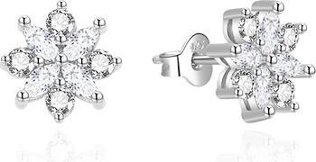 Agato - Silver earrings with zircons Snowflakes AGT-E156PW