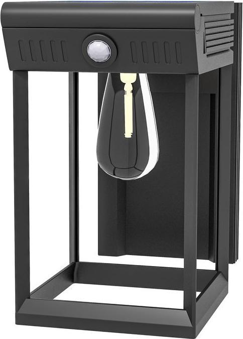 Immagine prodotto Swisshandel24 Applique solare LED luce da giardino bianco caldo sensore di luce regolabile IP44 nero (160 lm, IP44)
