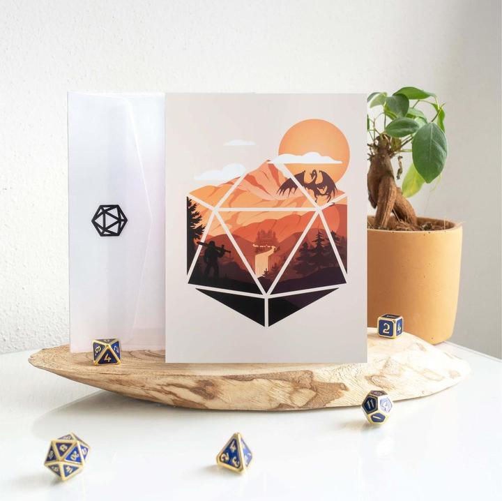 Produktbild Glass Staff Grusskarte The D20 Hero Orange, Detailfarbe: Orange (1 Stk.)