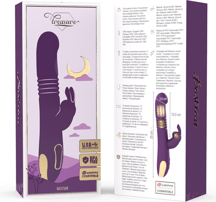 Actual product image Treasure X Treasure Bastian Rabbit Up & Down, Rotator & Vibrator Watchme Wireless Technology Compatible