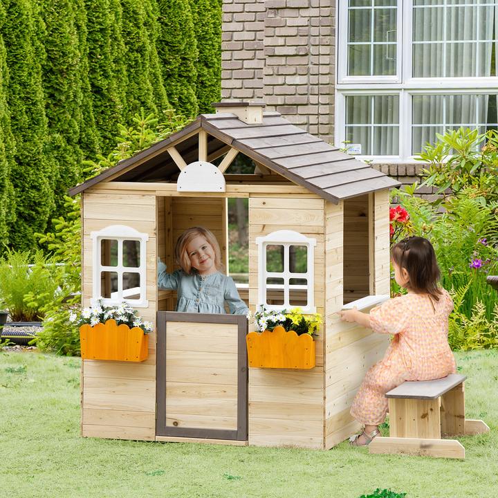 Produktbild Outsunny Kinderspielhaus mit Blumentopfhalter