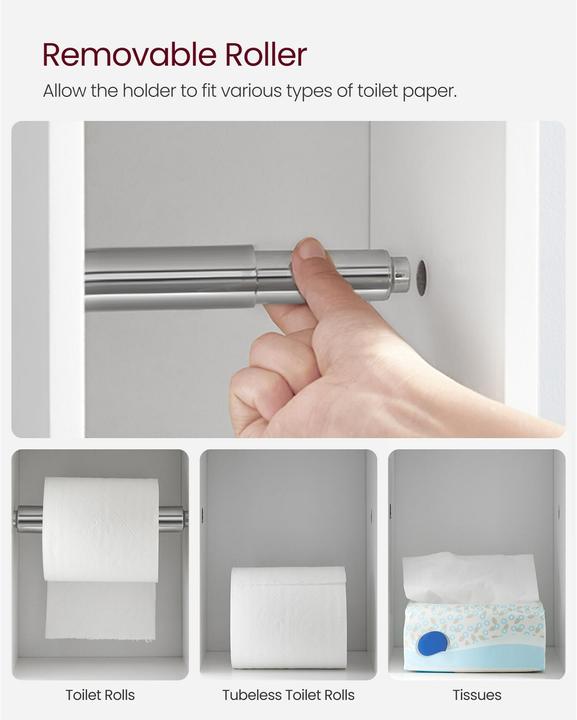 Actual product image Vasagle Shelf with toilet paper holder 76.7 x 18 cm, White