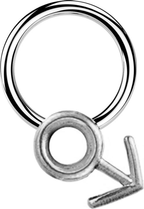 Star Piercing Micro Closure Ring silber Gendersymbol Mann silber (Messing, Chirurgenstahl 316L)