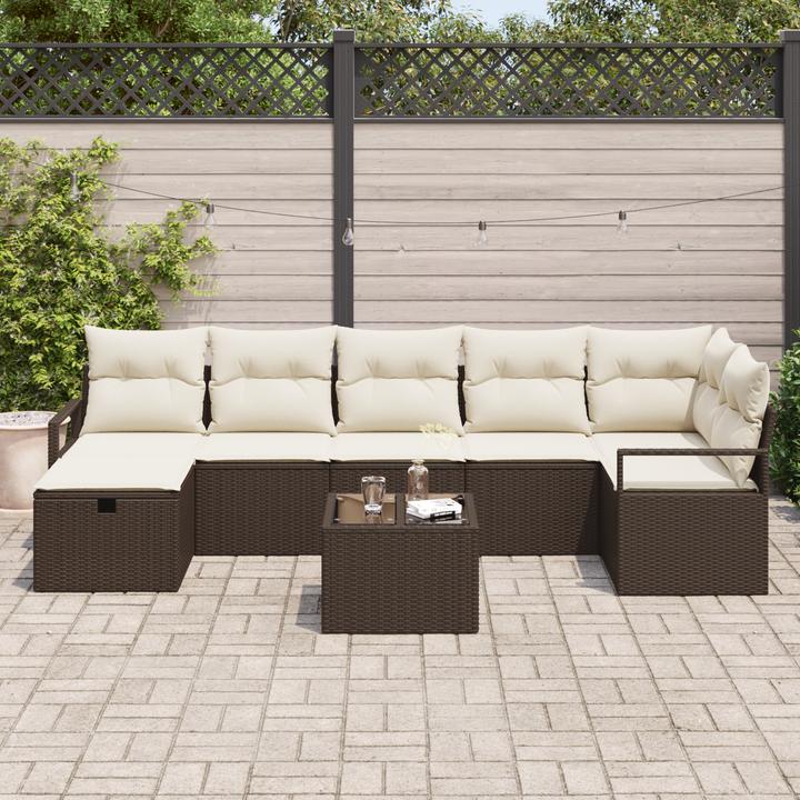 Produktbild VidaXL 8-teiliges Garten-Sofa-Set mit Kissen Braunes Poly-Rattan
