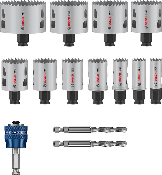 Produktbild Bosch Professional Zubehör PRO Multi Material PC Plus Lochsägen-Set, 14-tlg. (76 mm, 64 mm, 44 mm, 40 mm, 35 mm, 20 mm, 25 mm, 60 mm, 22 mm, 51 mm, 32 mm)