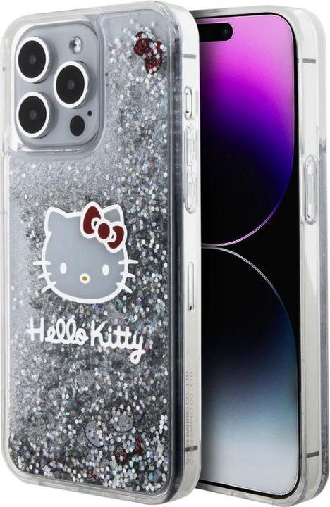 Hello Kitty Liquid Glitter Electroplating Head Logo Case for iPhone 15 Pro Max Transparent (Apple iPhone 15 Pro Max)