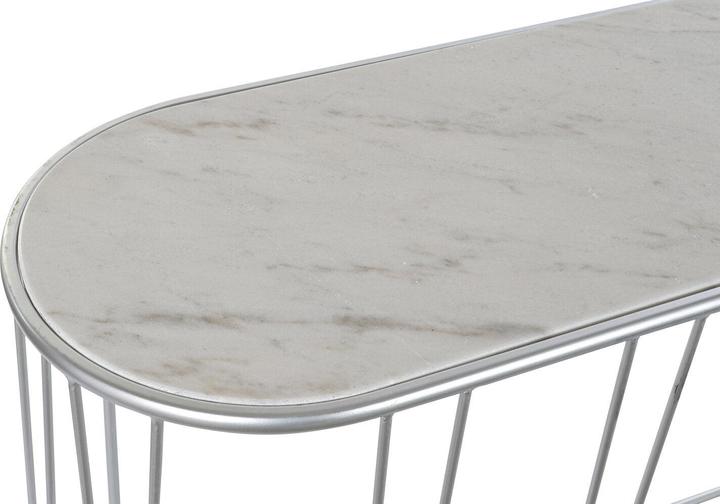 Actual product image DKD Home Decor Console Silver Metal White Marble 115 x 35 x 78 cm