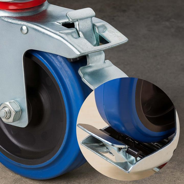 Immagine prodotto Wiltec Set di 4 rotelle 4x Rulli da trasporto 125 mm con ruota in plastica, freno, piastra di montaggio