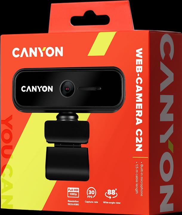 Actual product image Canyon C2N 1080P full HD 2.0Mega fixed focus webcam with USB2.0 connector, 360 degree rotary view sc (2 Mpx)