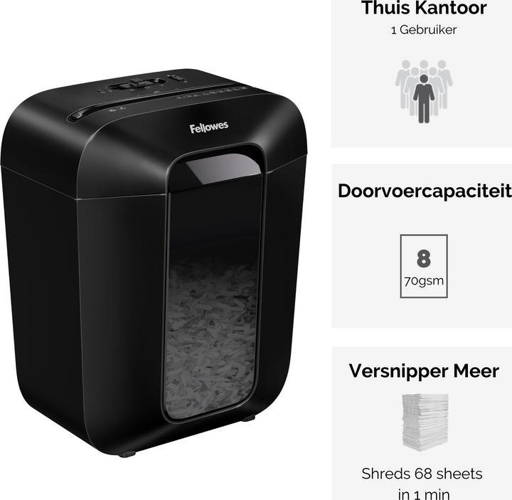 Actual product image Fellowes Powershred LX45 P-4 document shredder, 8 pages (Particle cut)