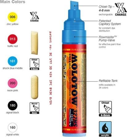 Actual product image Molotow Felt-tip pen One4all 327HS shock blue middle (Blue, 8 mm, 1 x)