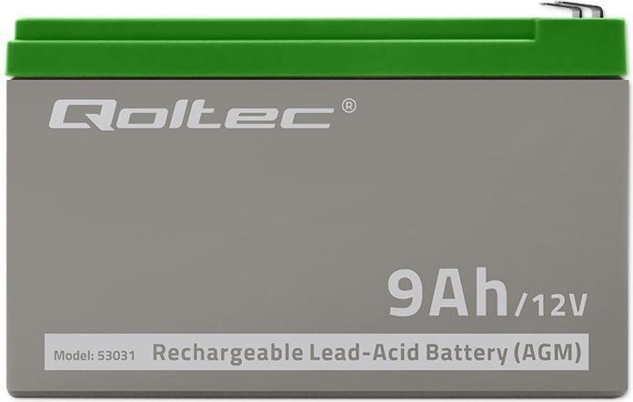 Actual product image Qoltec 53031 AGM battery| 12V| 9Ah| max 135A - Battery - 9.000 mAh (12 V, 9 Ah)