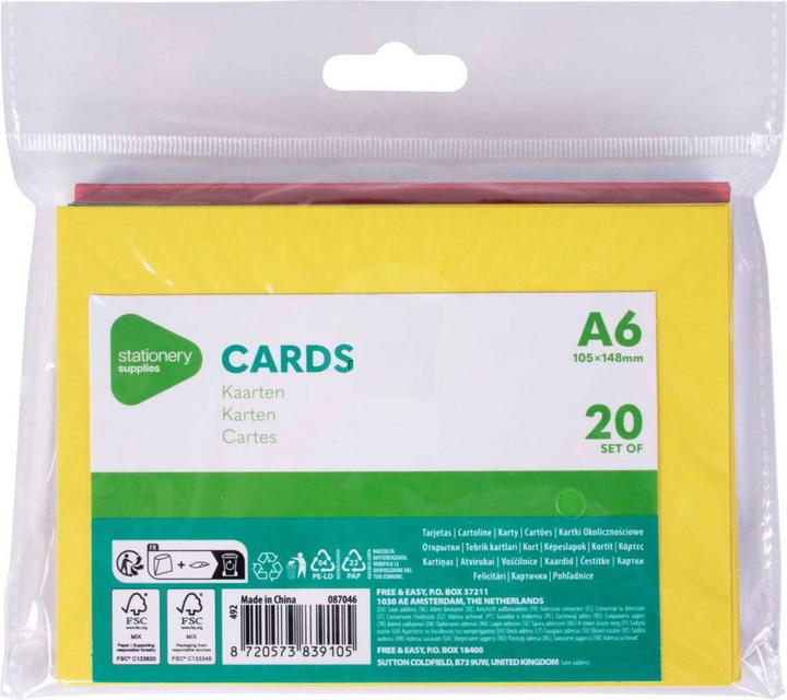Cartes de couleur A6, 20 pcs. (20 pcs)