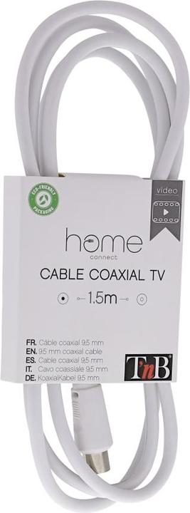 Image du produit T'nB CÂBLE ANTENNE COAXIAL 1,5M M/F (BLANC) (Câble d'antenne)