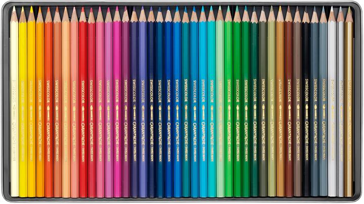 Actual product image Caran d'Ache Swisscolor metal tin coloured pencils (Multicoloured, 40 x)