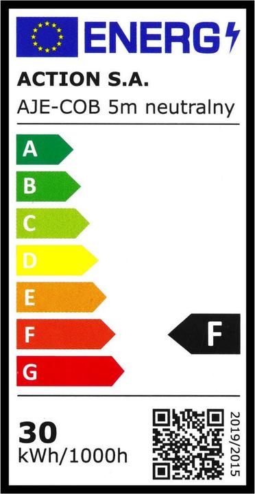 Energy Label Activejet AJE-COB neut LED strip universal strip light indoor (Neutral White, 500 cm, Indoor)