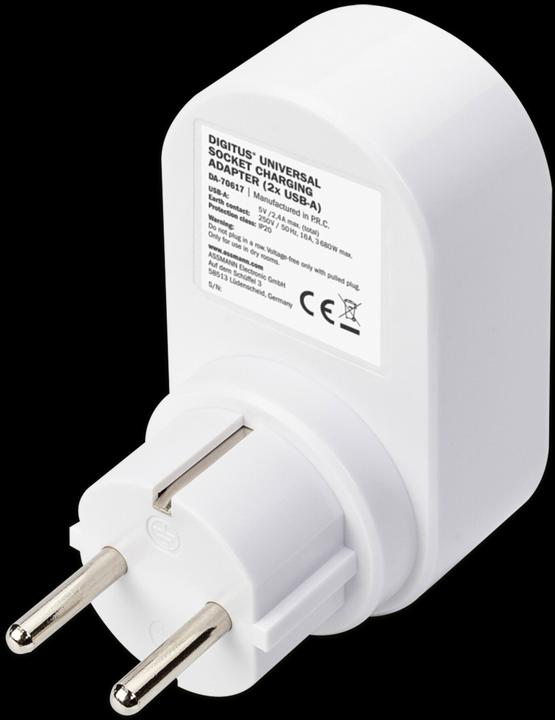 Productafbeelding Digitus Universele stopcontactadapter 2 x USB-A (2 x, 2-polig)