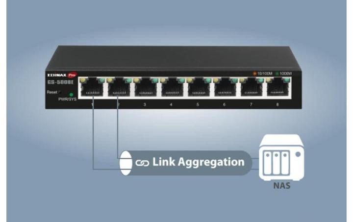 Produktbild edimax 8-Port Gigabit Web Smart Switch GS-5008E Web managed, Wall-mountable, Power supply type External, Et (8 Ports)