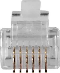 Actual product image RJ12 (6P/6C) modulaire connector for flat cable. Unit: Bag 25 pcs