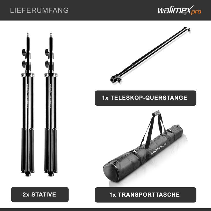 Immagine prodotto Walimex Sistema di sfondo telescopico 1,2 - 3m (120 cm, 256 cm)