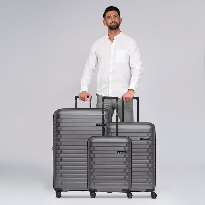 Immagine prodotto Pactastic Collezione 04 THE THREE SET + set di valigie a 4 ruote, 3 pezzi con piega elastica (216 l, XL (da 115l))