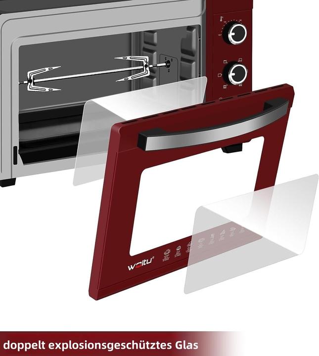 Image du produit Woltu Mini four 32 litres, noir+rouge