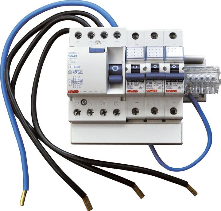 Gewiss GEWI GW96080 Counter outlet kit 3xautomatic 1pol. B16, 1xFi40/0,03 3pol.