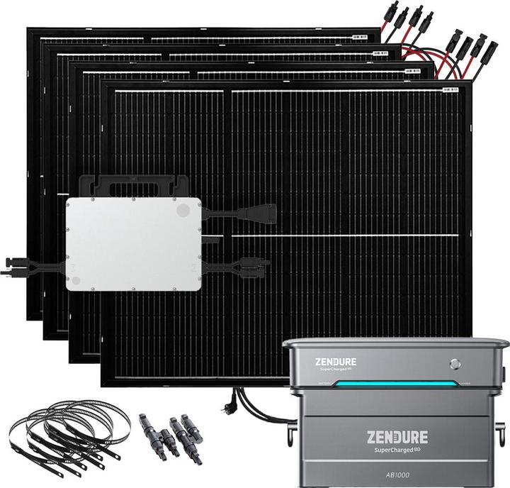 Offgridtec 1200W Balkonkraftwerk mit ultraleichten Solarmodulen und Zendure AIO Pro Speichersystem (1200 W)