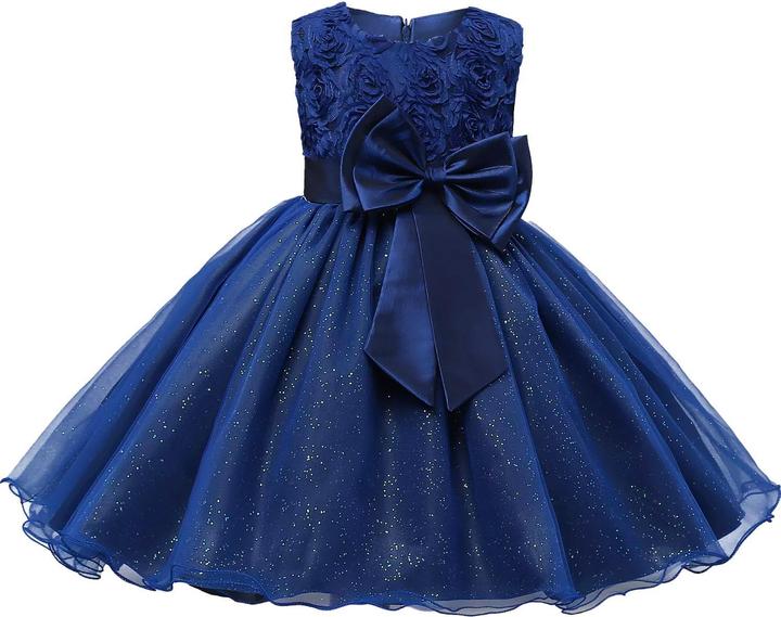 Image du produit JTI Robe de soirée avec noeud et fleurs - bleu (140) (140)