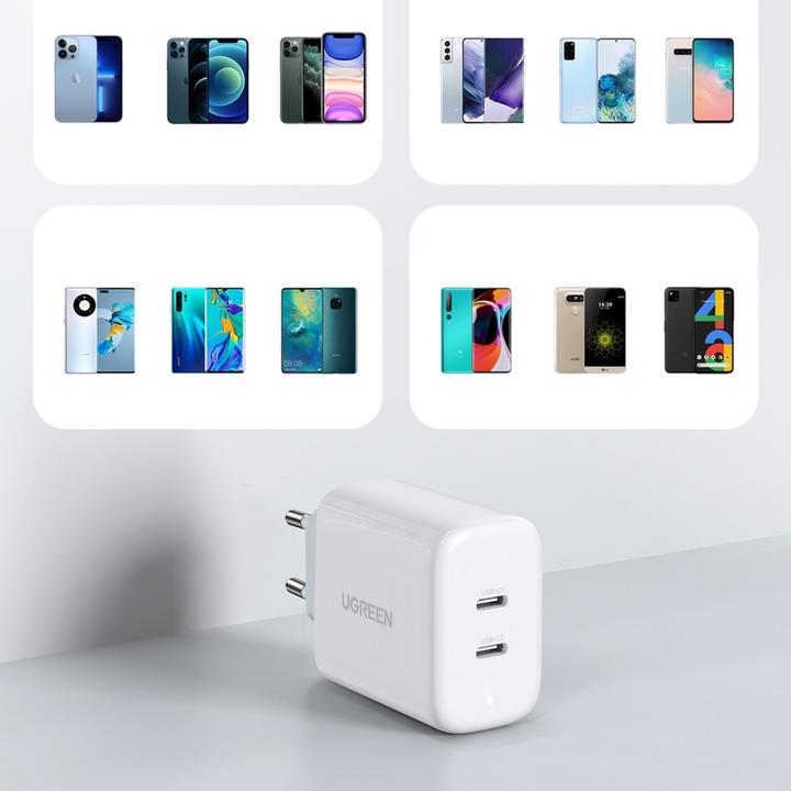 Produktbild Ugreen USB-C+USB-C 40W PD Wall Charger EU (40 W)